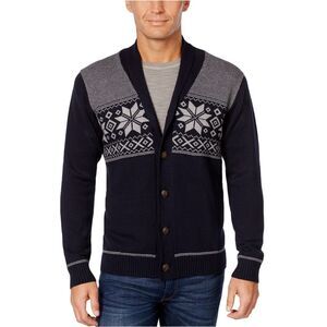 Weatherproof Mens Snow Flake Cardigan Sweater, NWT